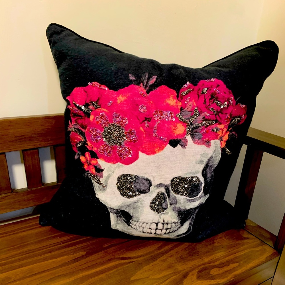 Decorative skull throw pillow
